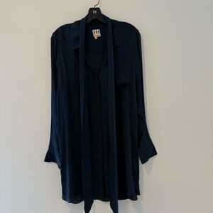 Haute Hippie Teal Silk Button Down Dress Size Large New #Lux-B